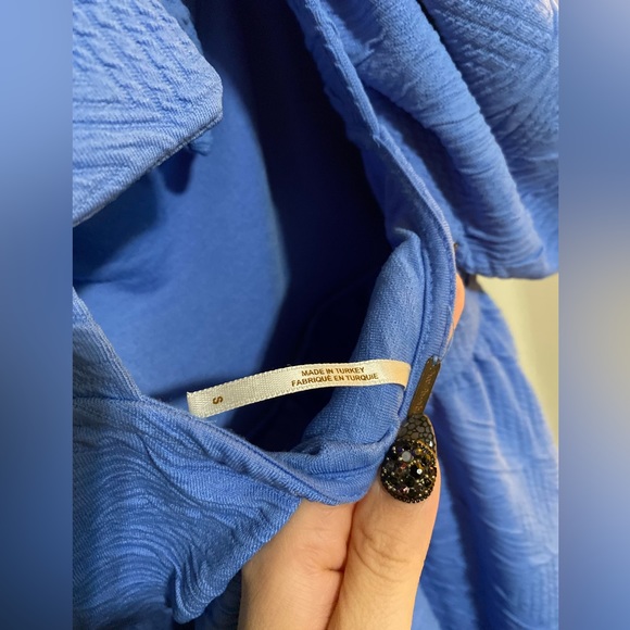 Free people violet puff sleeve mini dress sky blue S - Picture 6 of 11